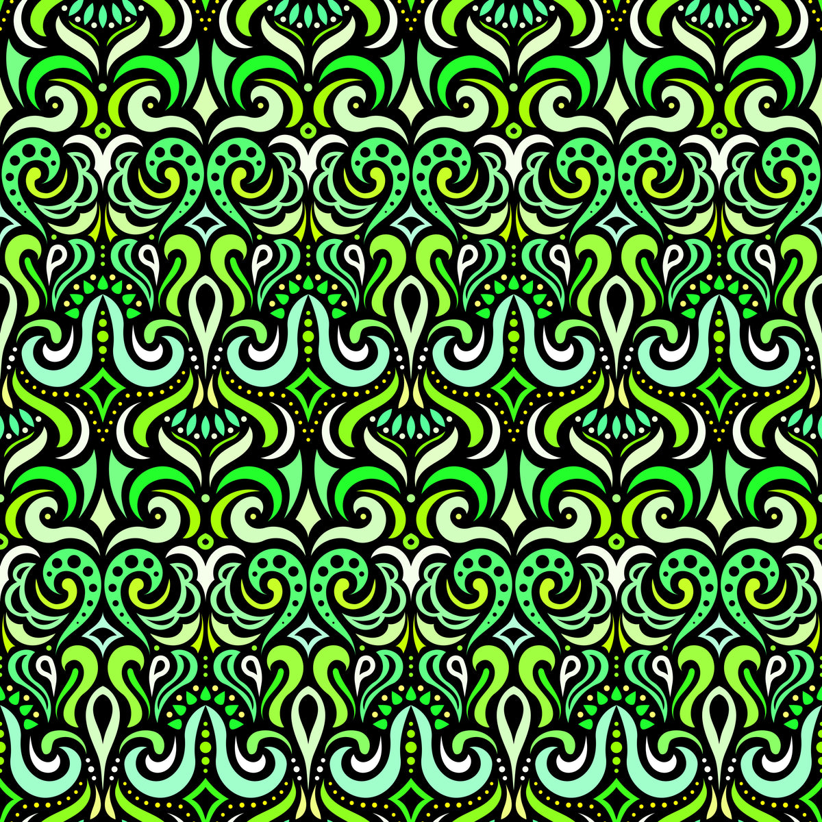 Green Abstract Doodle Fabric 1001