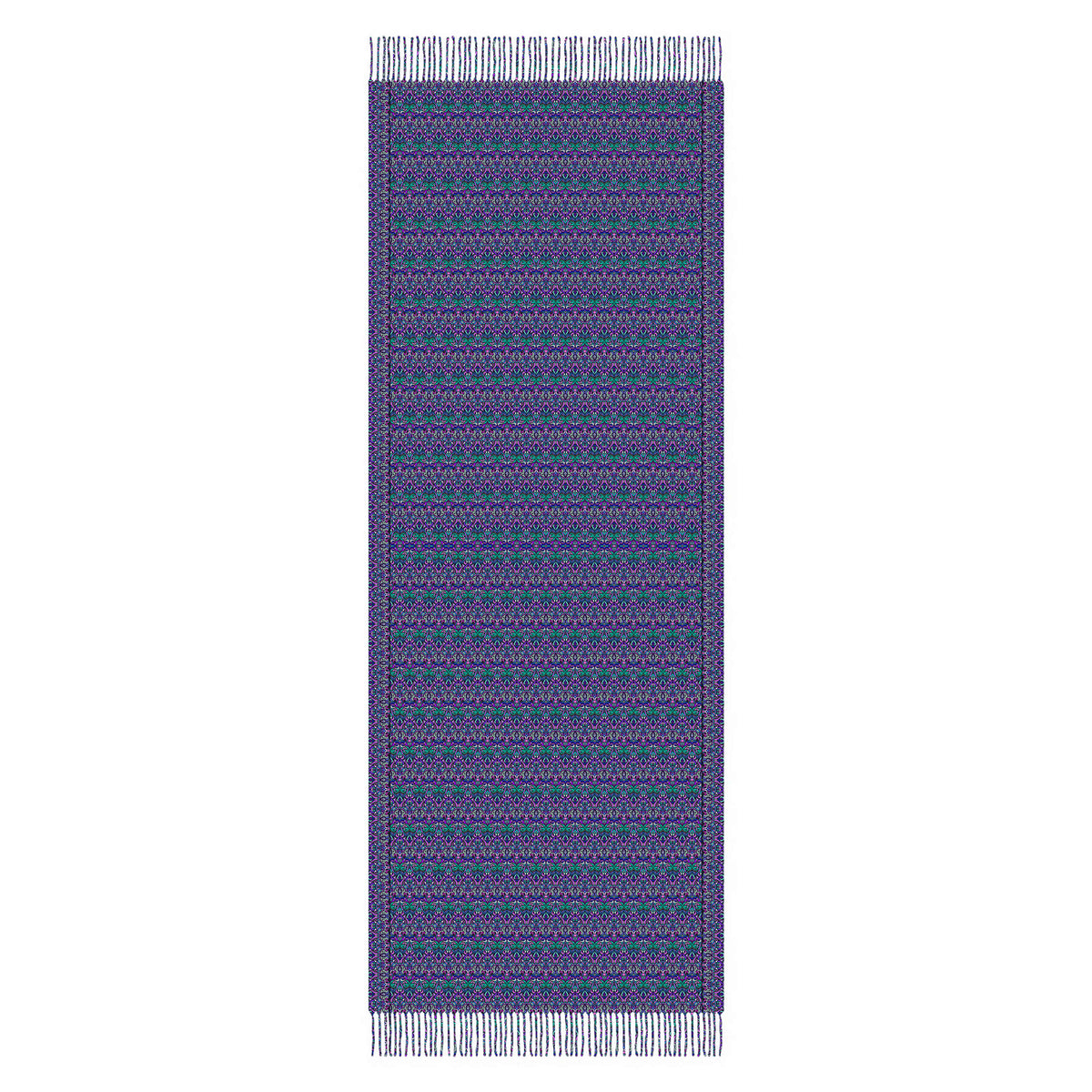 Turquoise - Purple - Pink Abstract Doodle Scarf with Tassels