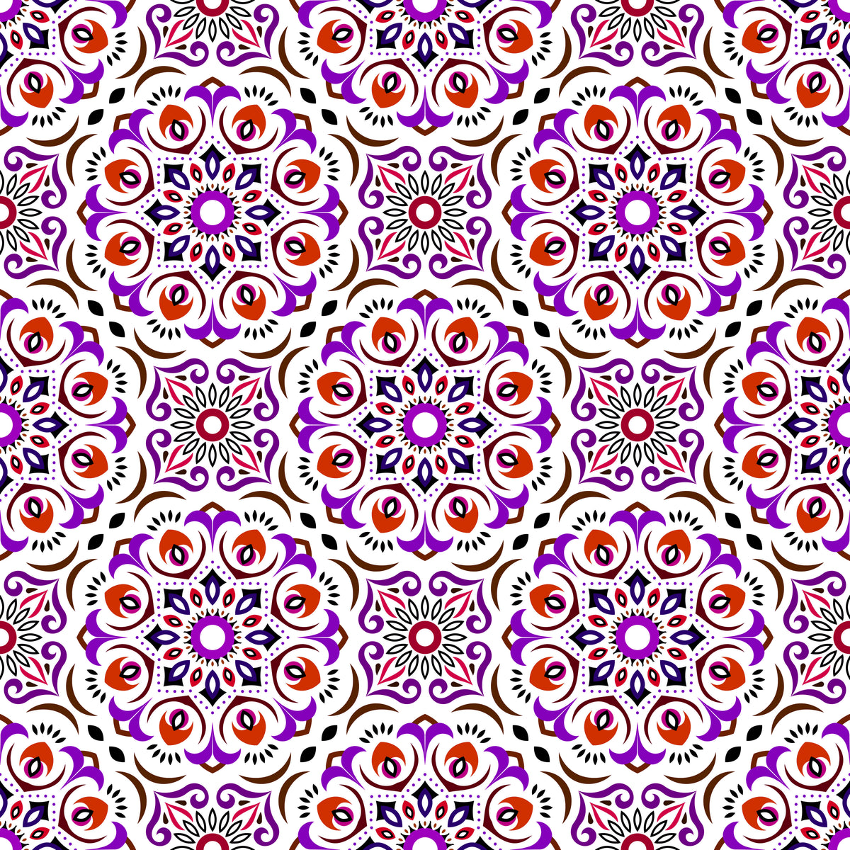 Purple - Red Mandala Fabric - 209i