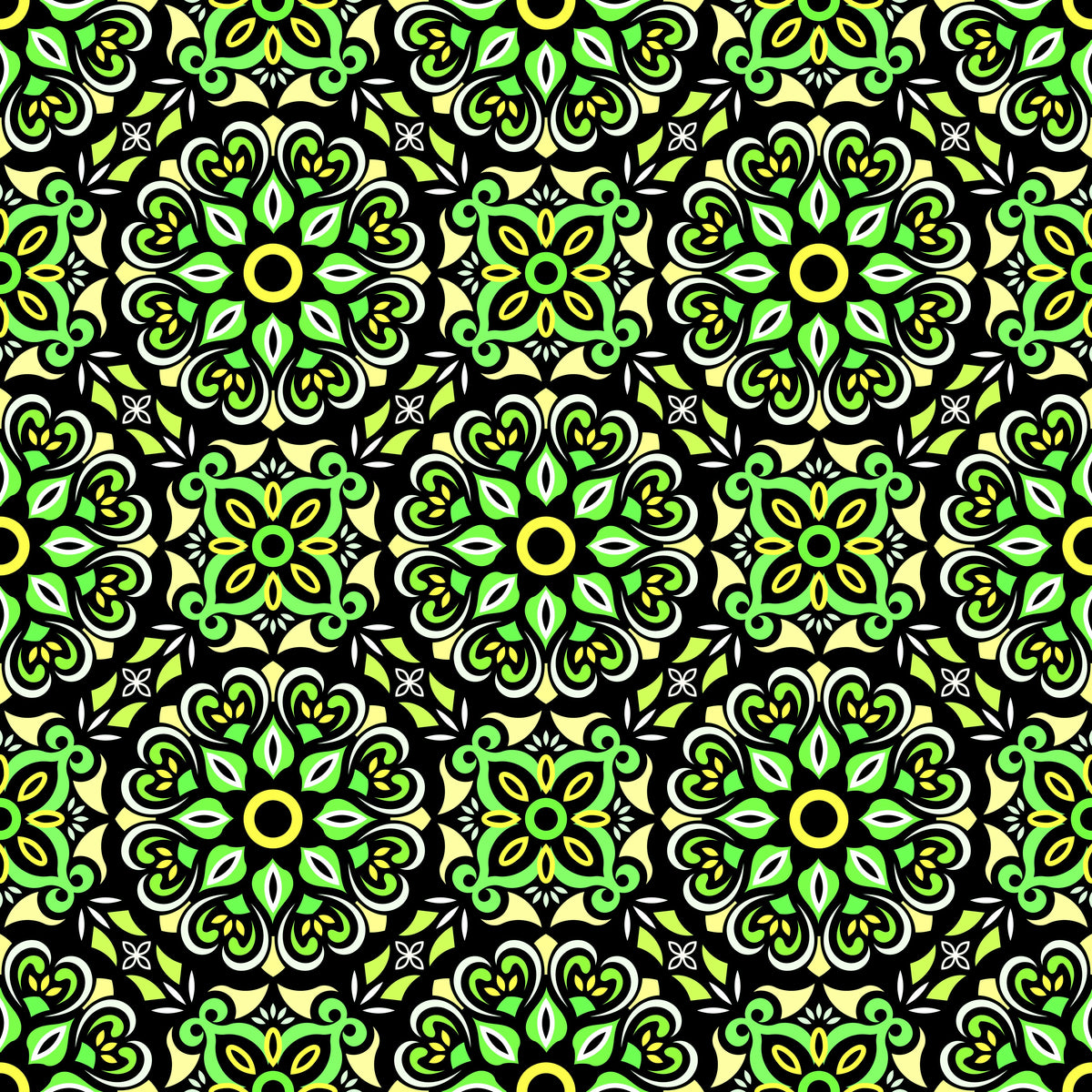 Green - Yellow Mandala Fabric - 206