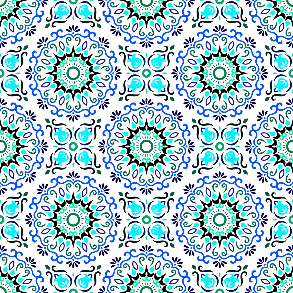 Turquoise - Blue Mandala Fabric - 174i