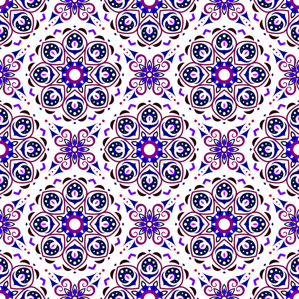 Blue - Purple Mandala Fabric - 183i