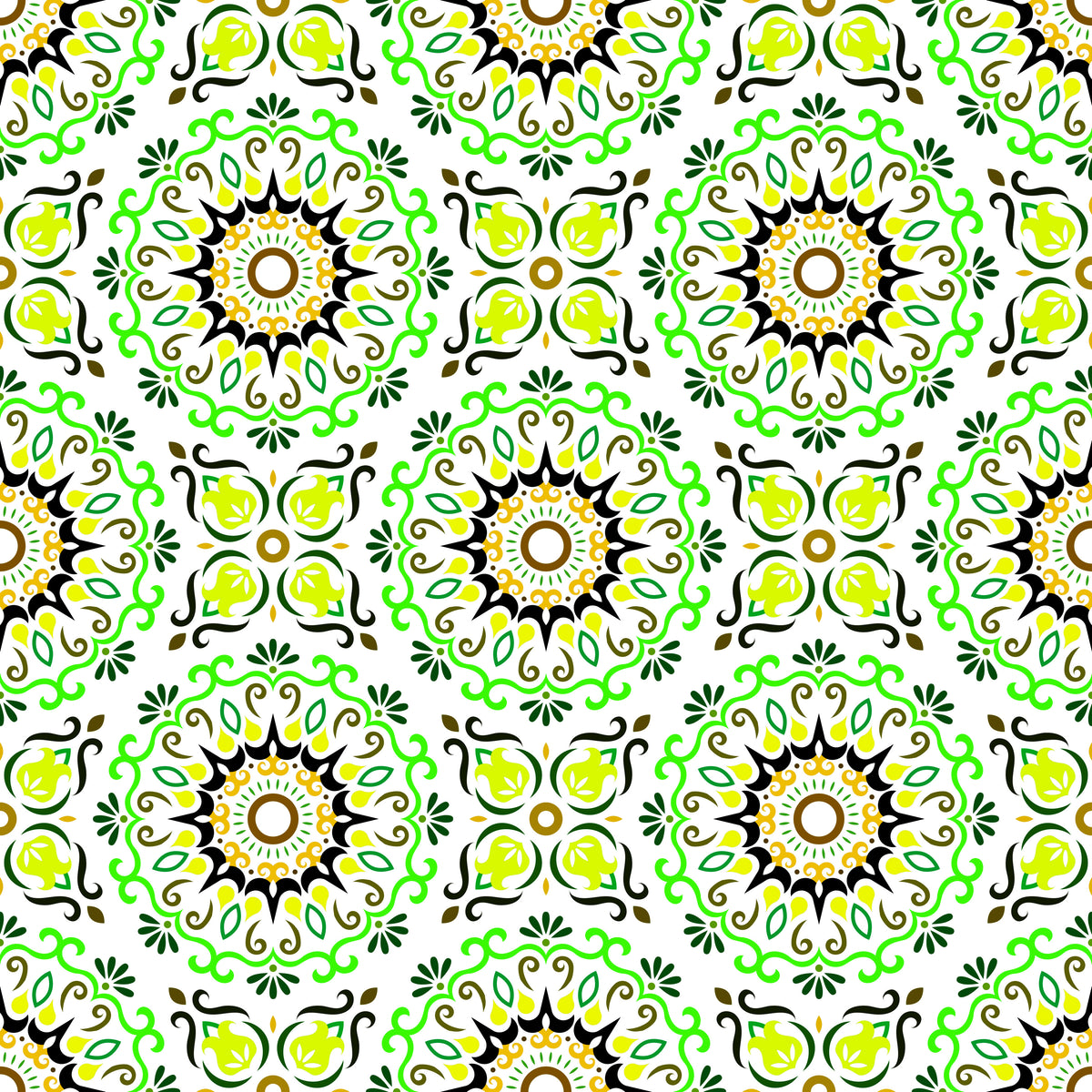 Green - Yellow Mandala Fabric - 174i