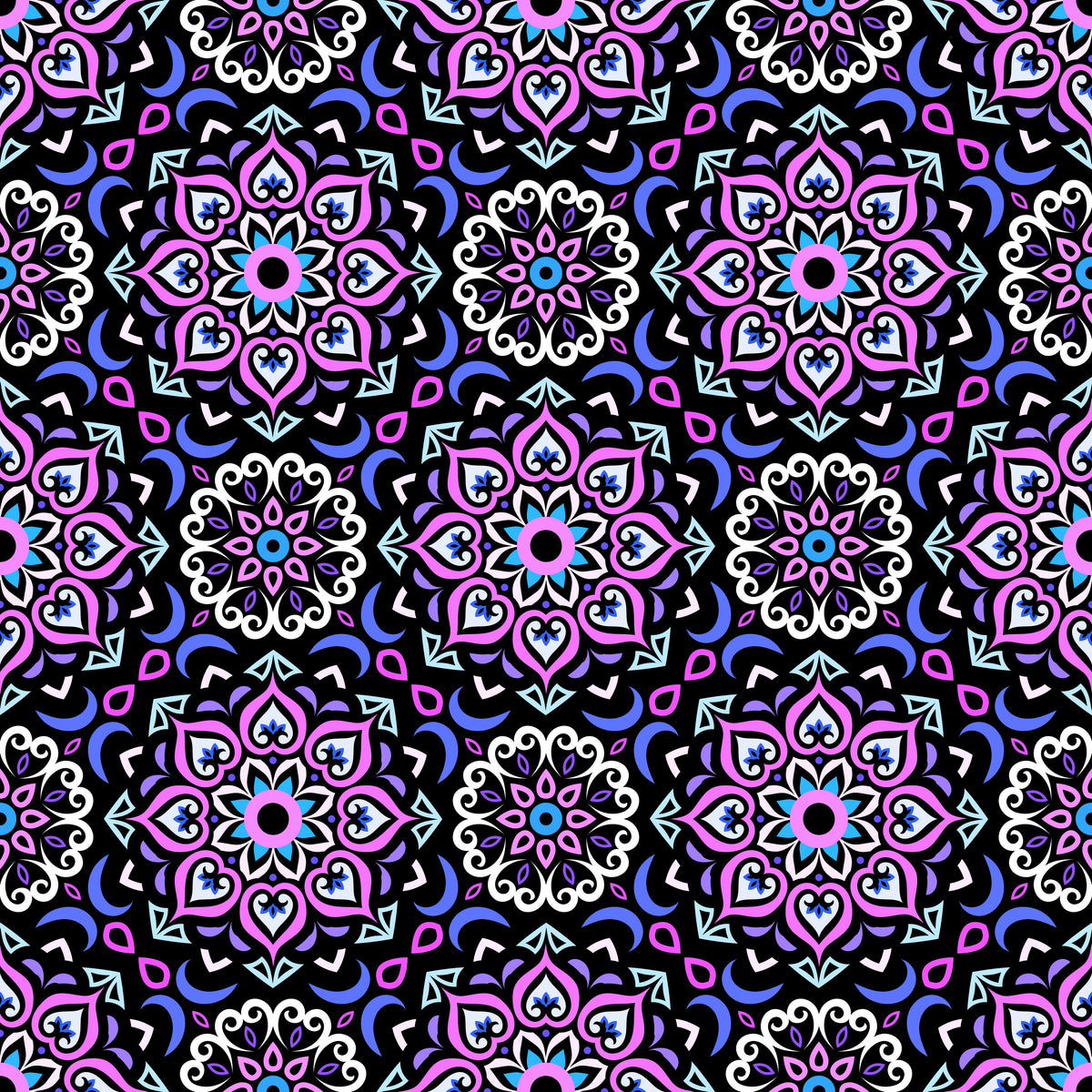 Purple - Blue Mandala Fabric - 213
