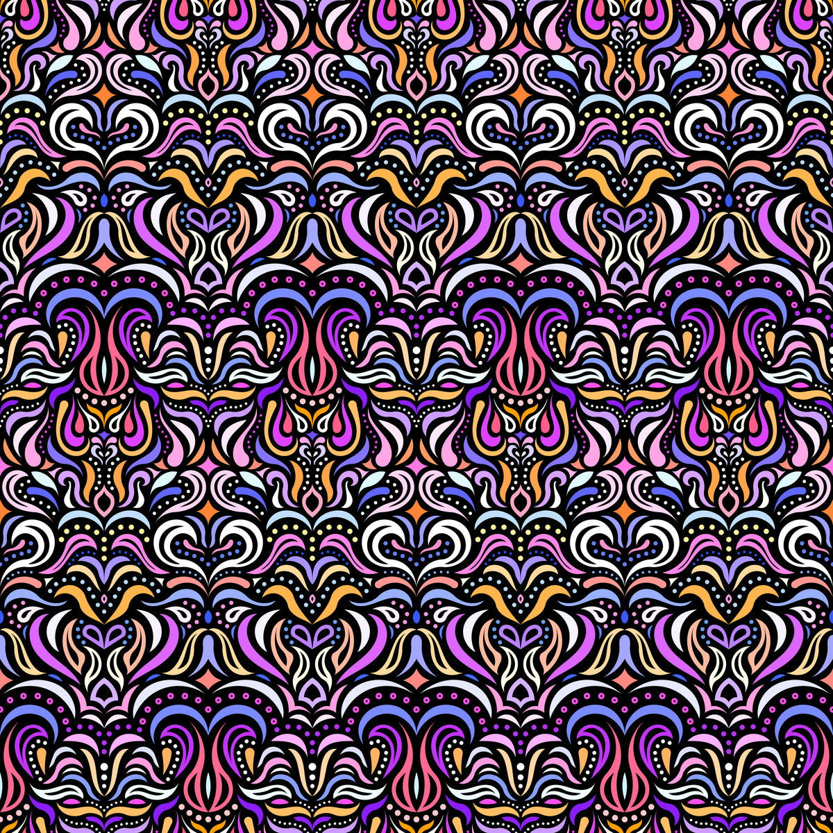 Pink - Yellow - Purple Abstract Doodle Fabric 1013.2