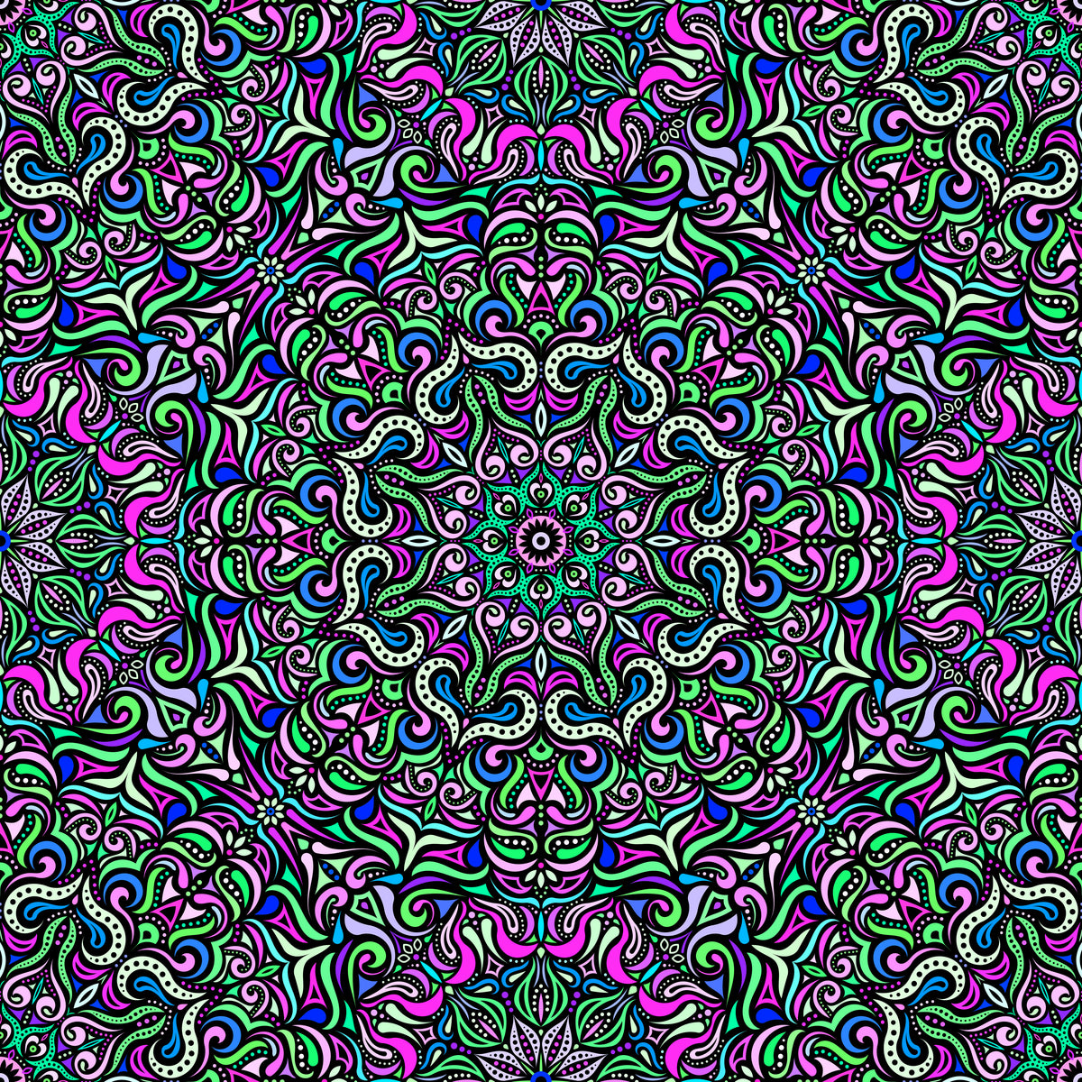 Green - Pink - Blue Mandala Fabric 2006.3