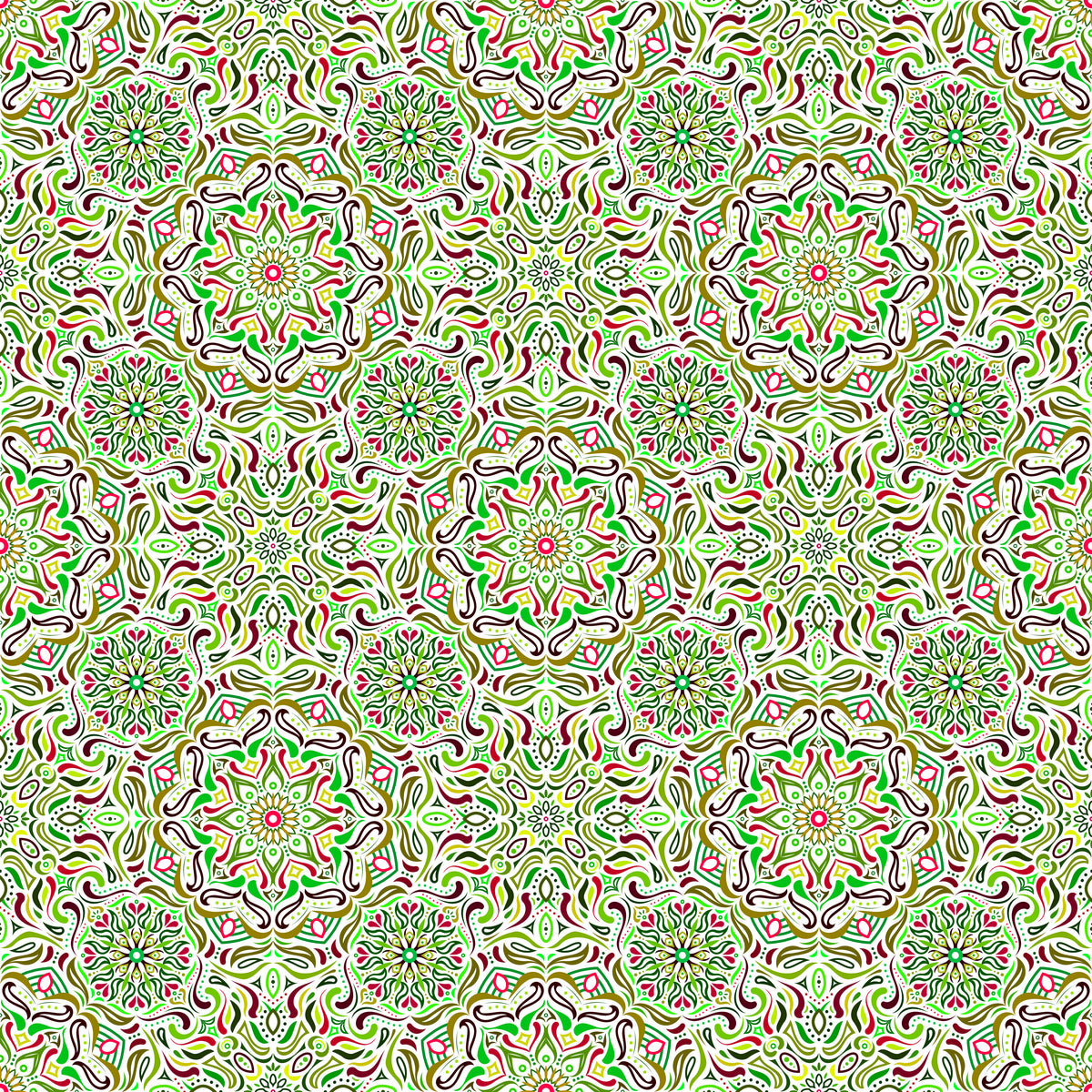 Green - Red Mandala Fabric 2009.4i
