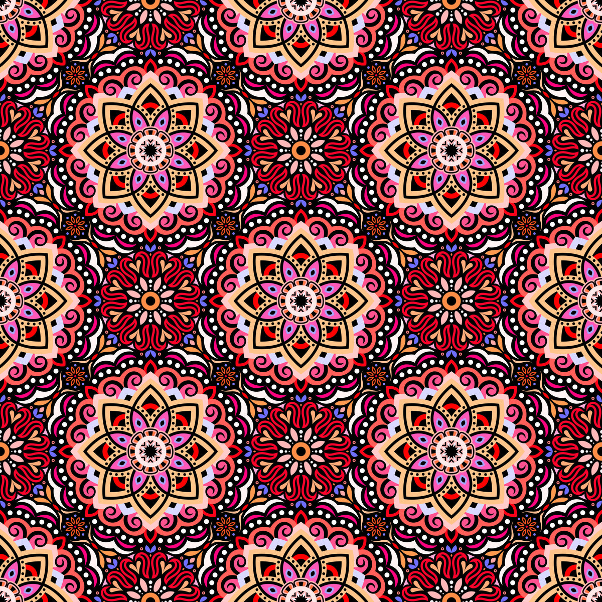 Red - Yellow - Blue Mandala Fabric 2009.3