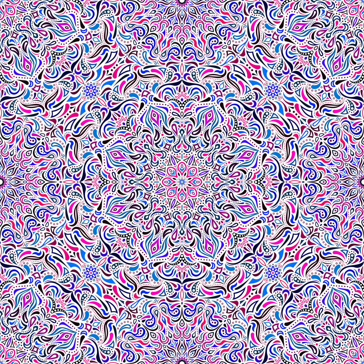 Blue - Pink - Purple Mandala Fabric 2008.1i
