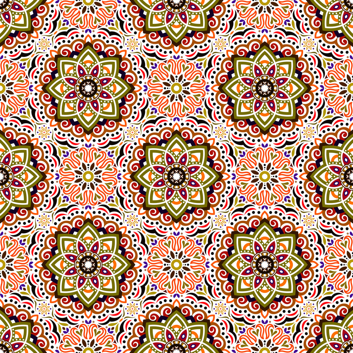 Orange - Brown - Purple Mandala Fabric 2009.3i