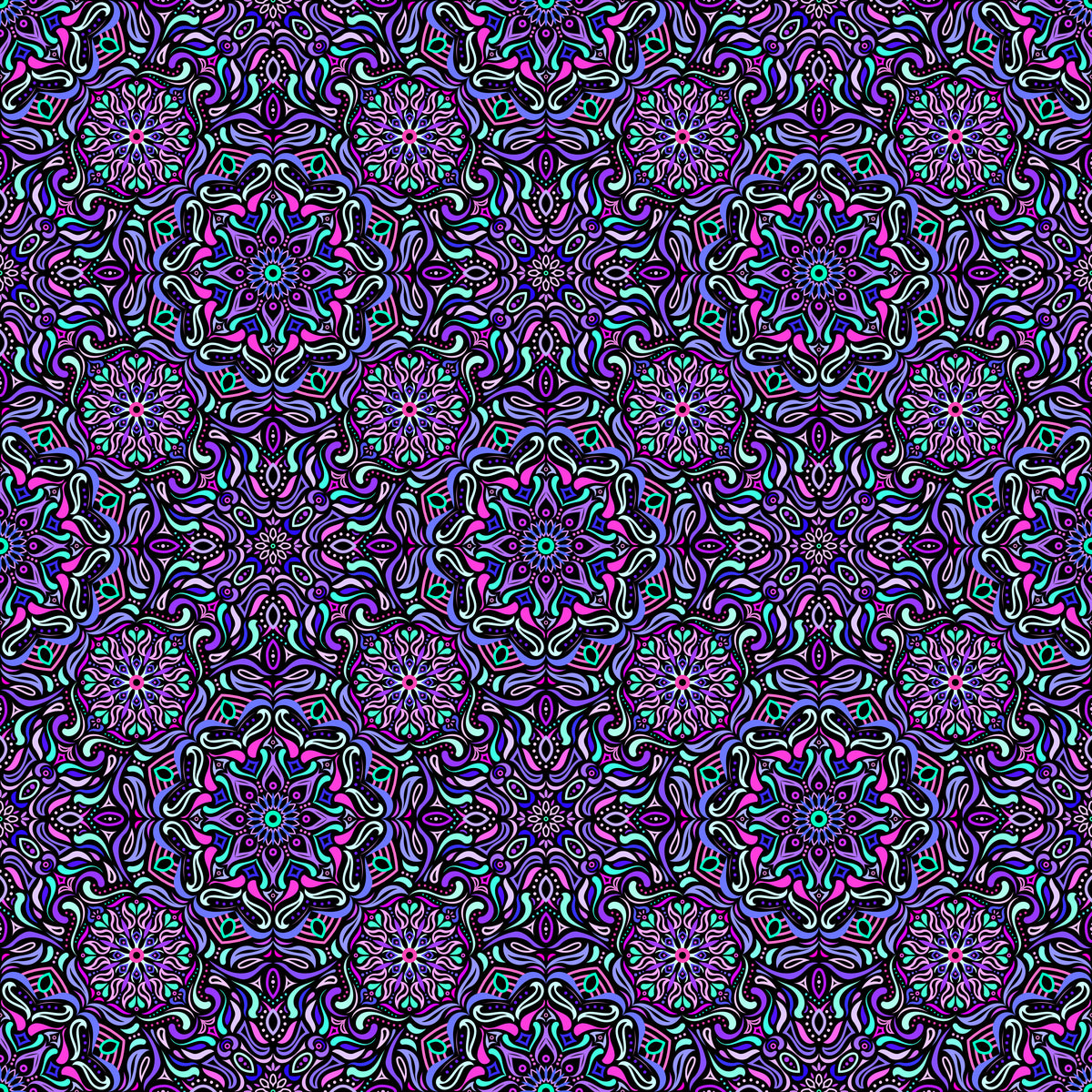 Purple - Turquoise - Pink Mandala Fabric 2009.4