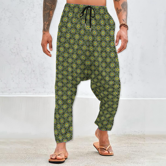 Yellow - Green Velvet Harem Pants 216