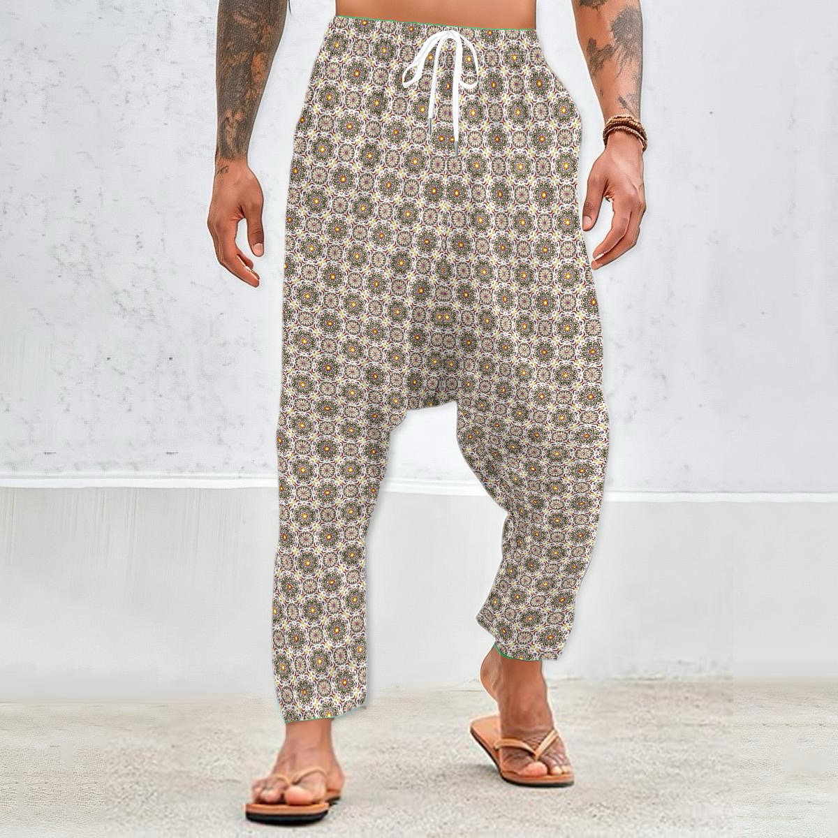 Yellow - Burgundy Velvet Harem Pants 214i