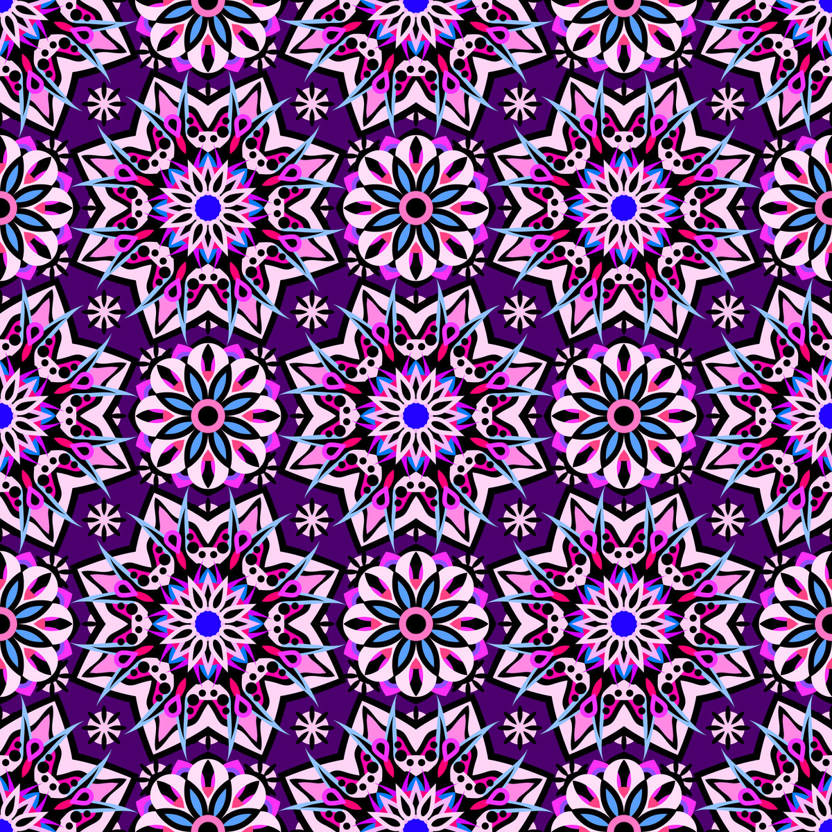 Purple - Pink - Blue Mandala Fabric - 122
