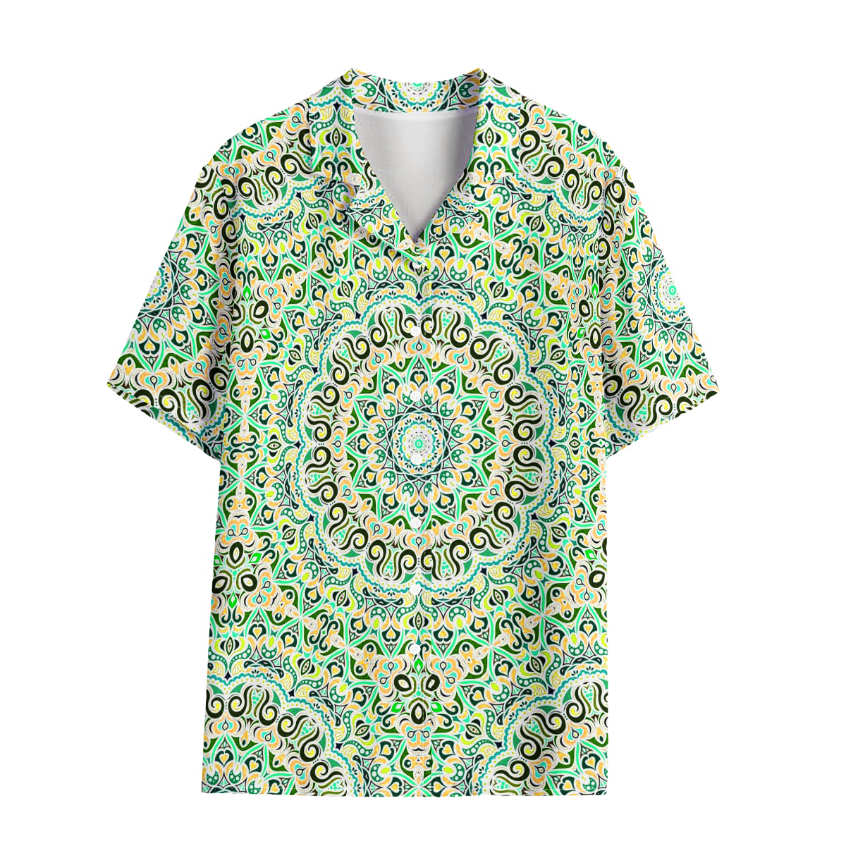 Green - Turquoise - Yellow Rayon Shirt