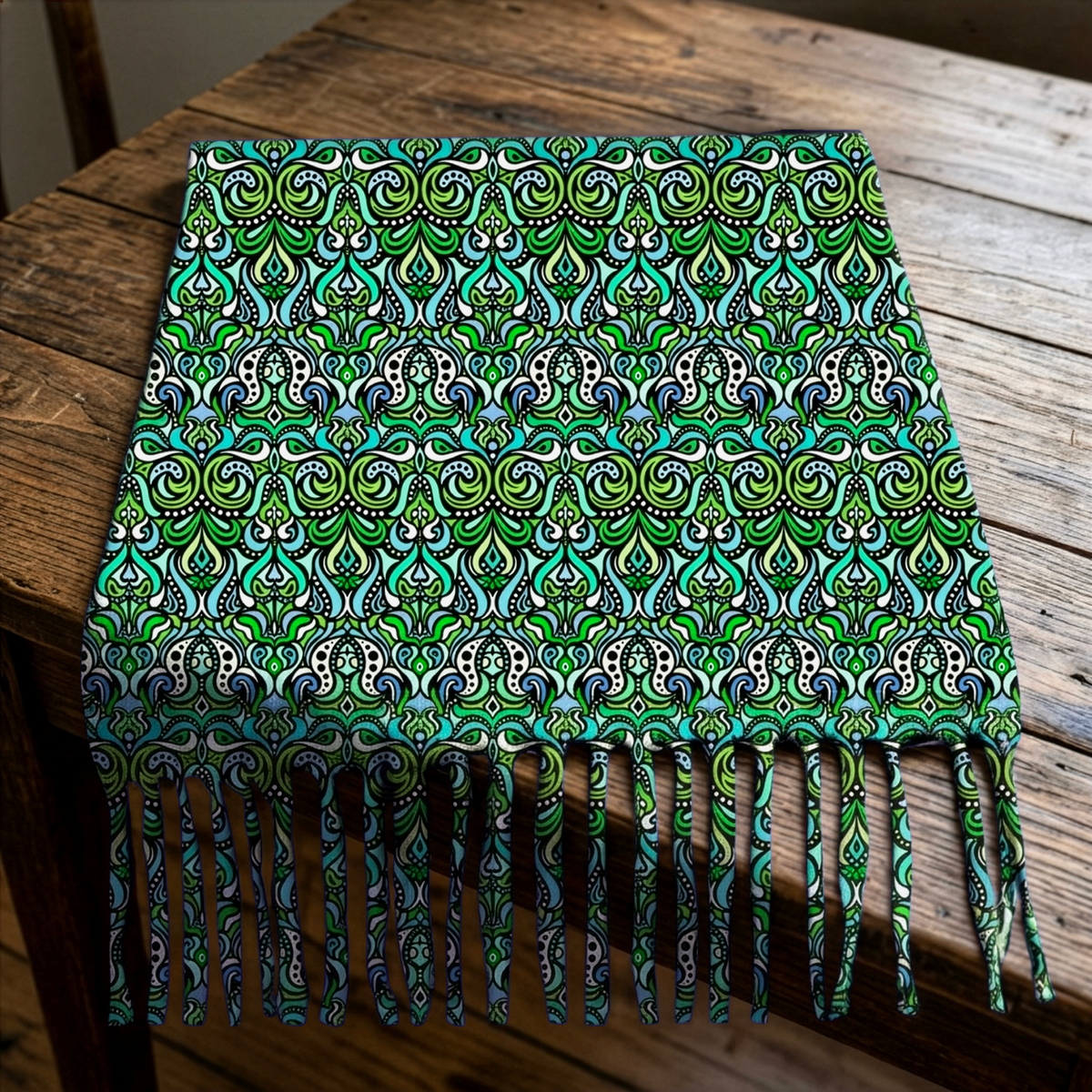 Mosaic Scarf with Tassels