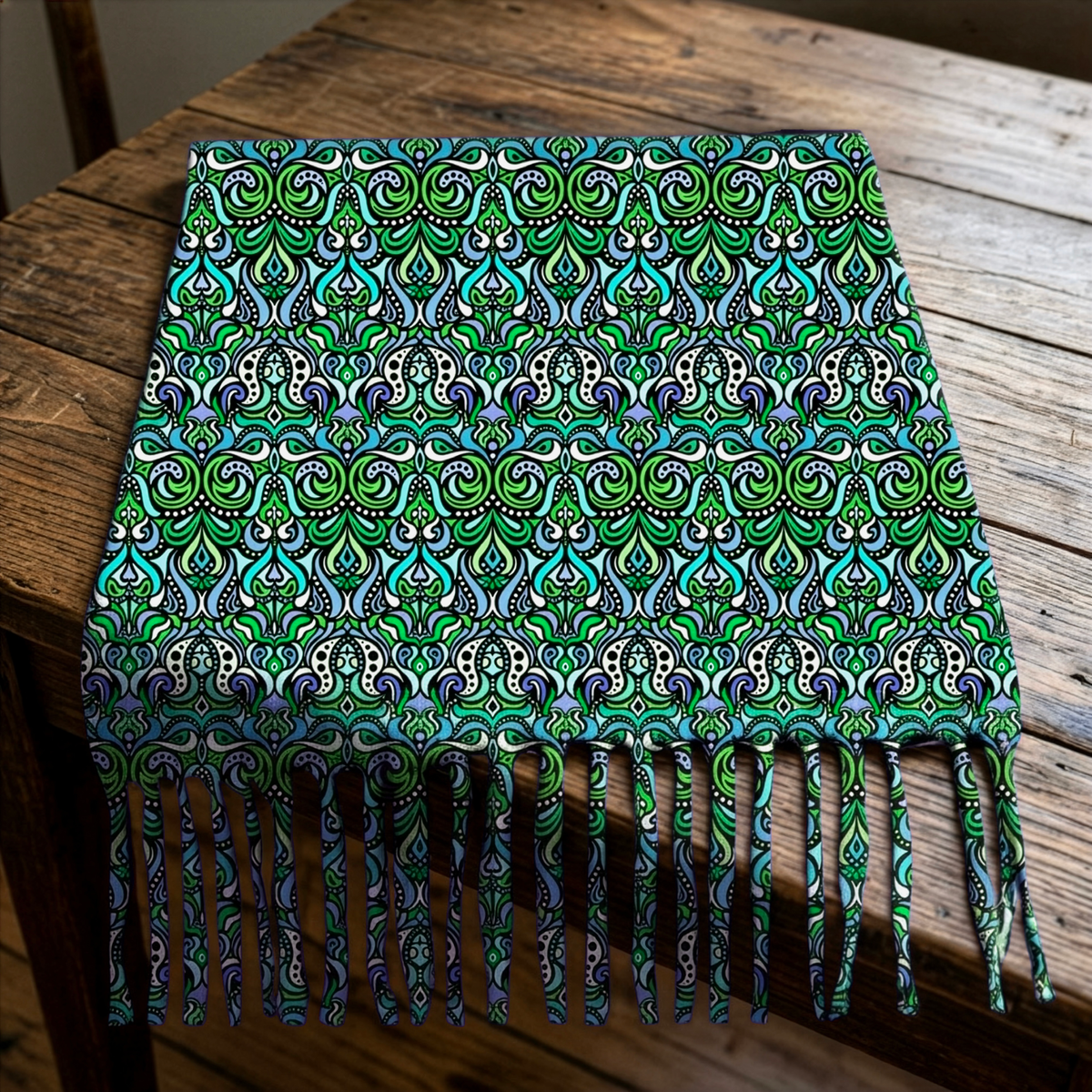Mosaic Scarf with Tassels