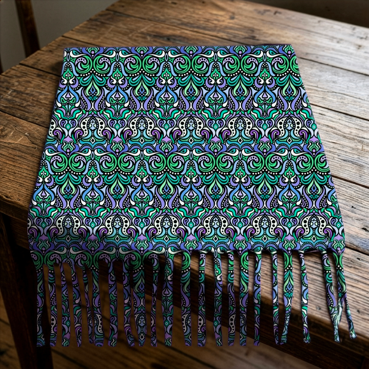 Mosaic Scarf with Tassels
