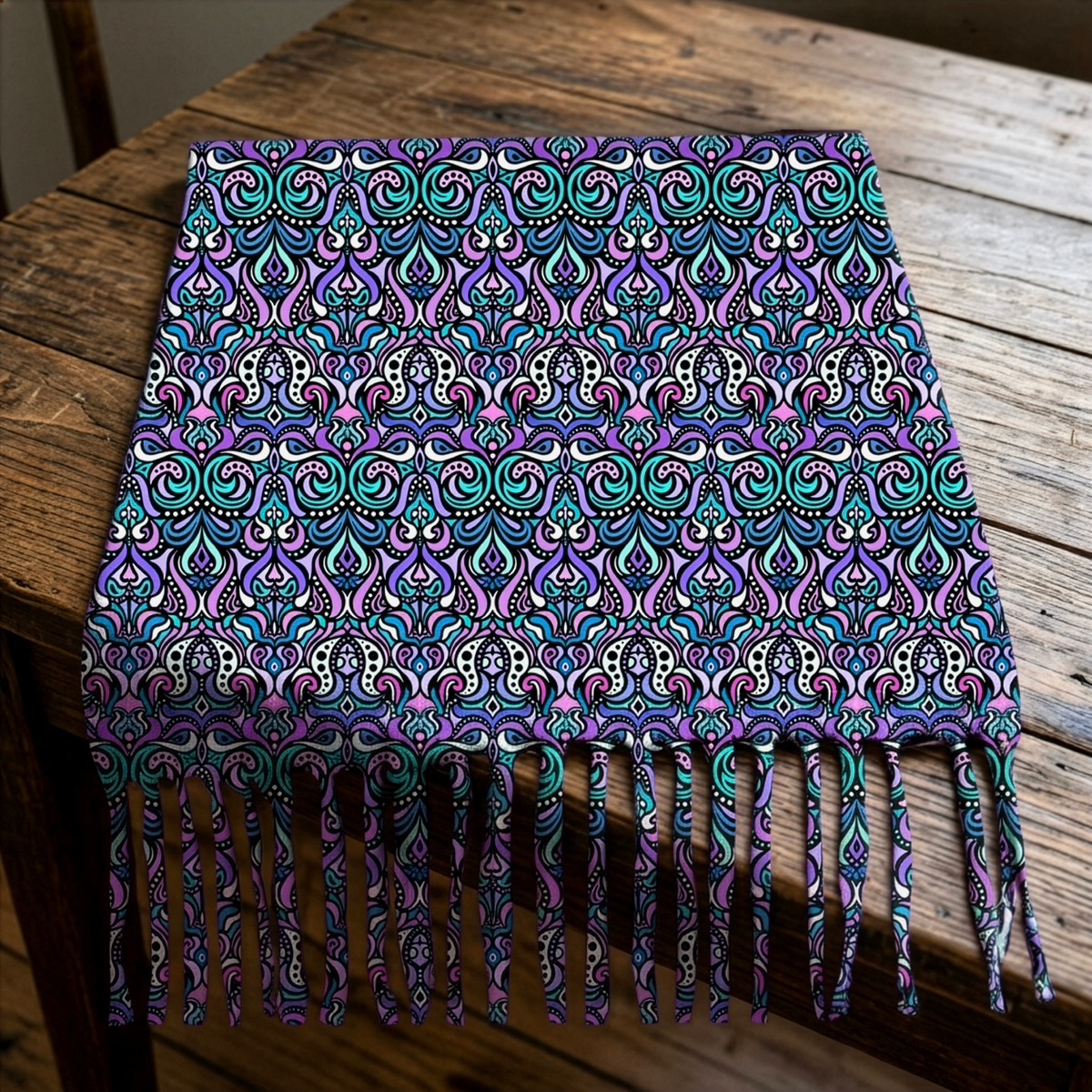 Mosaic Scarf with Tassels