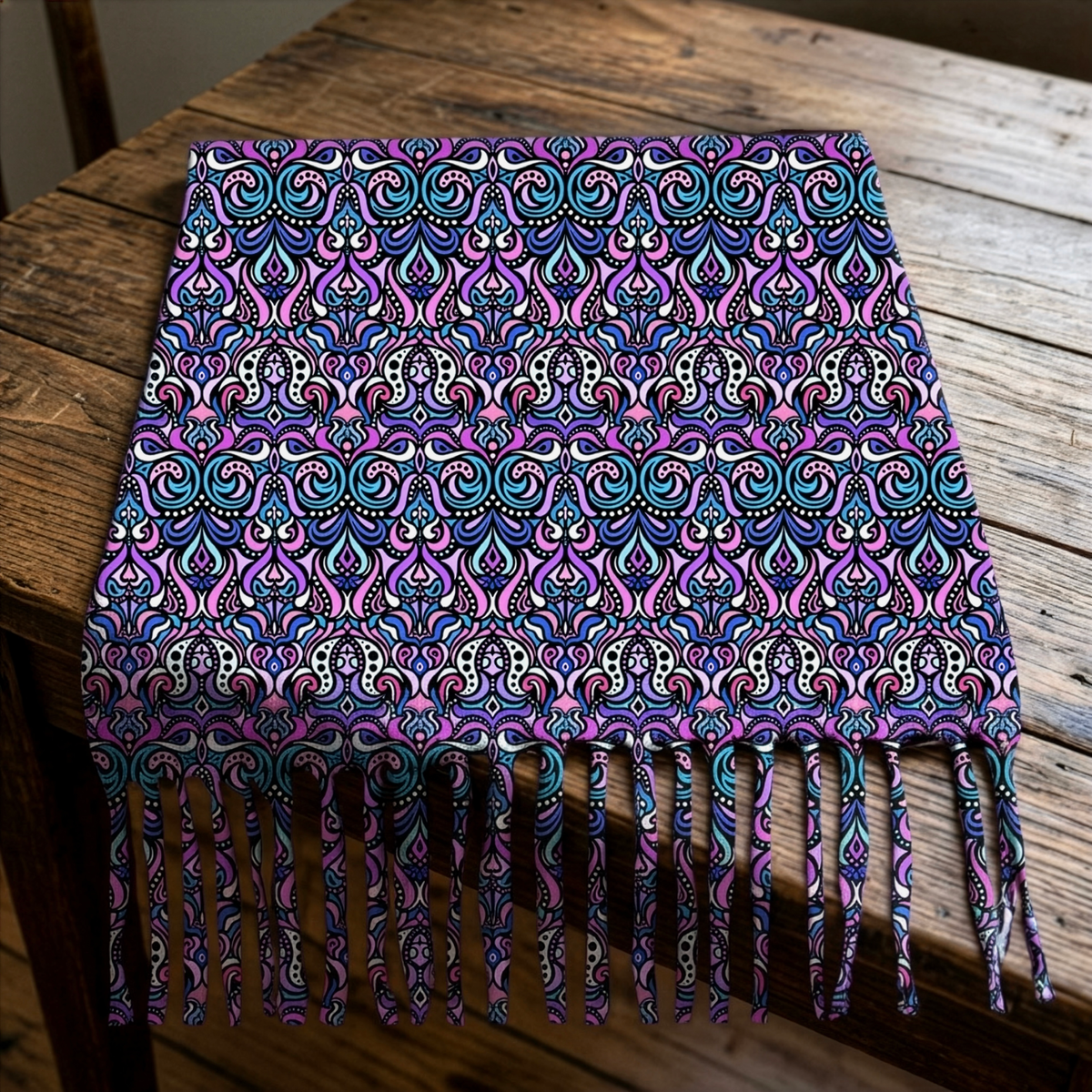Mosaic Scarf with Tassels