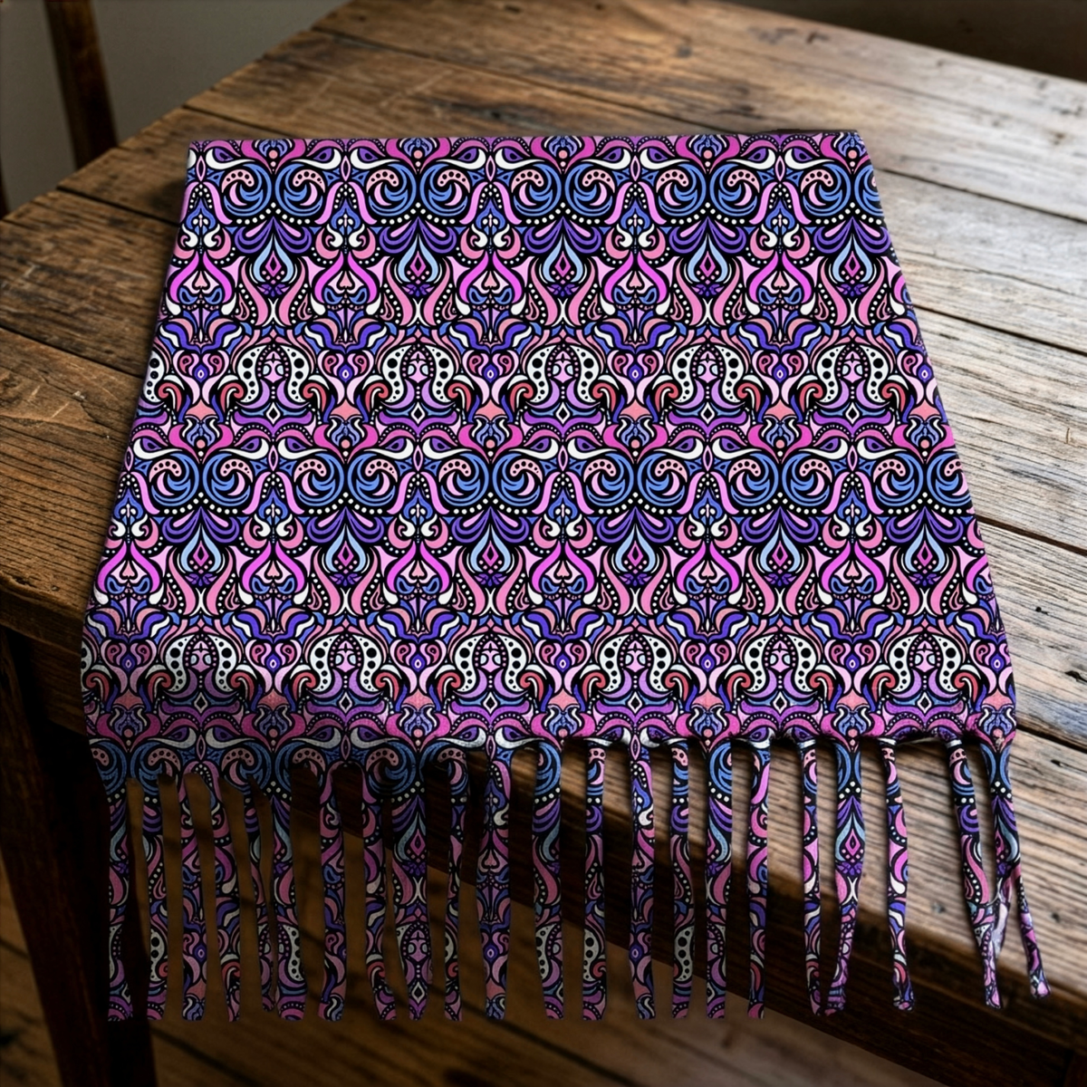 Mosaic Scarf with Tassels
