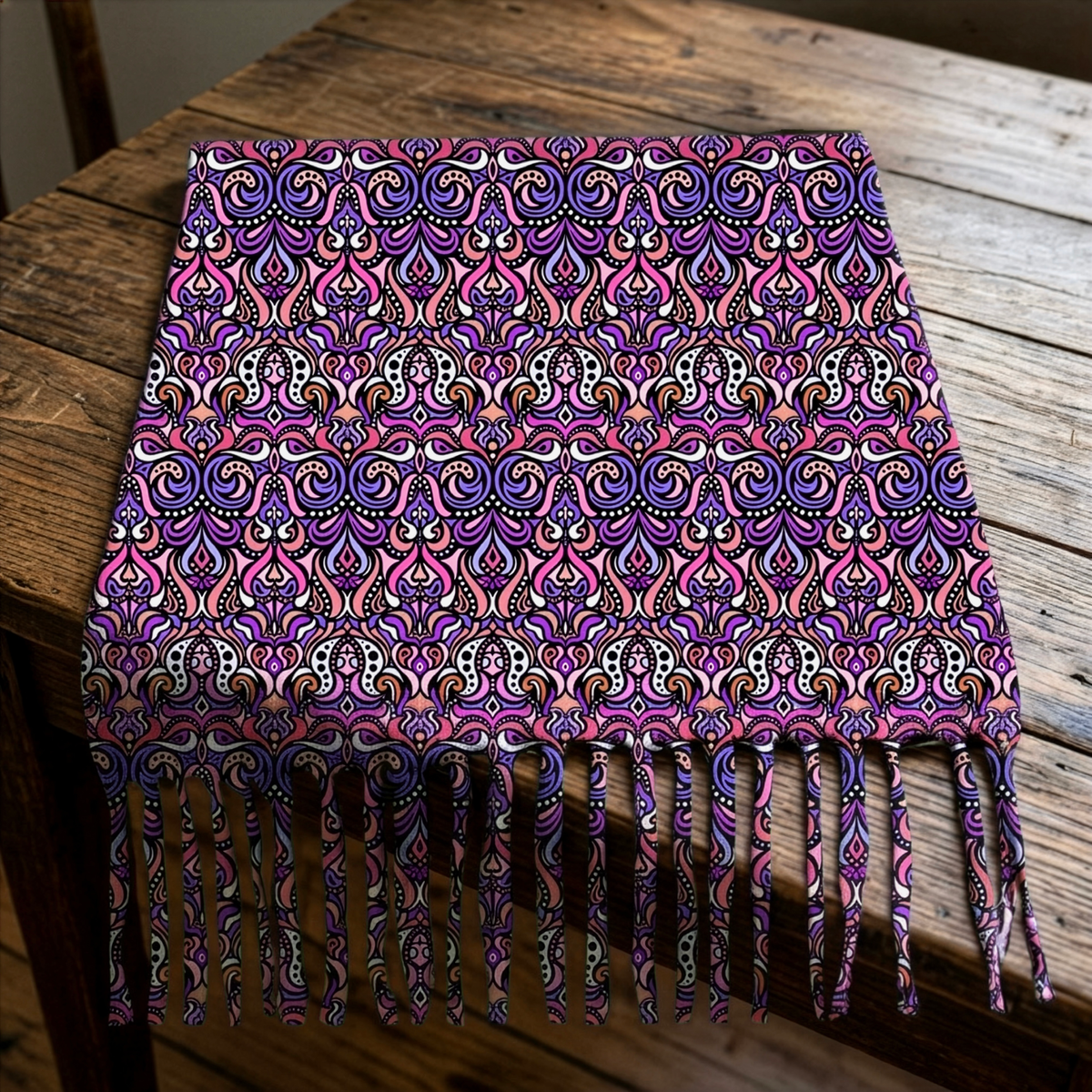 Mosaic Scarf with Tassels